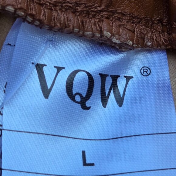 Brown Faux Leather Women's Straight Leg Pants - Large - Picture 4 of 4